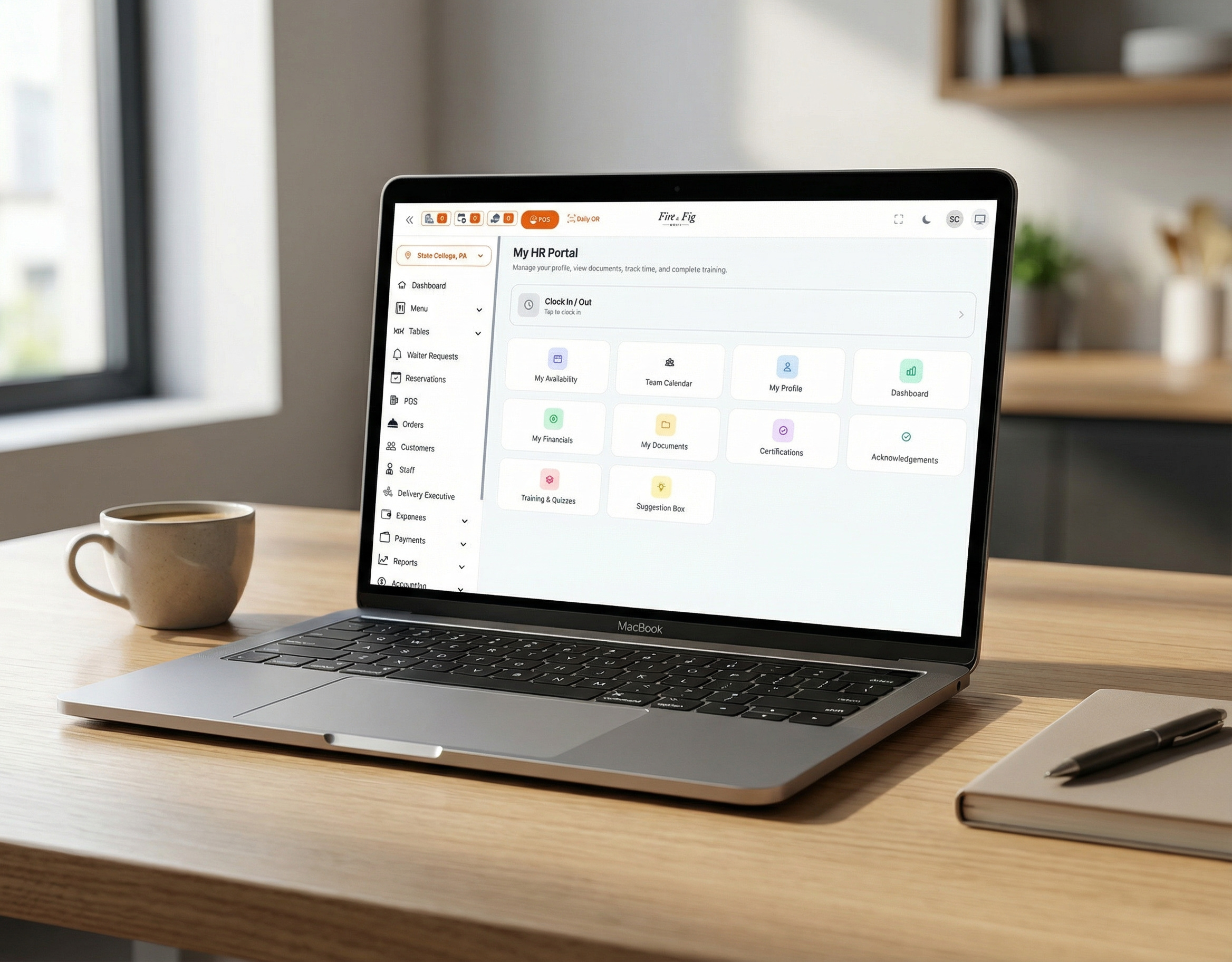 Sentiami HR Portal on laptop